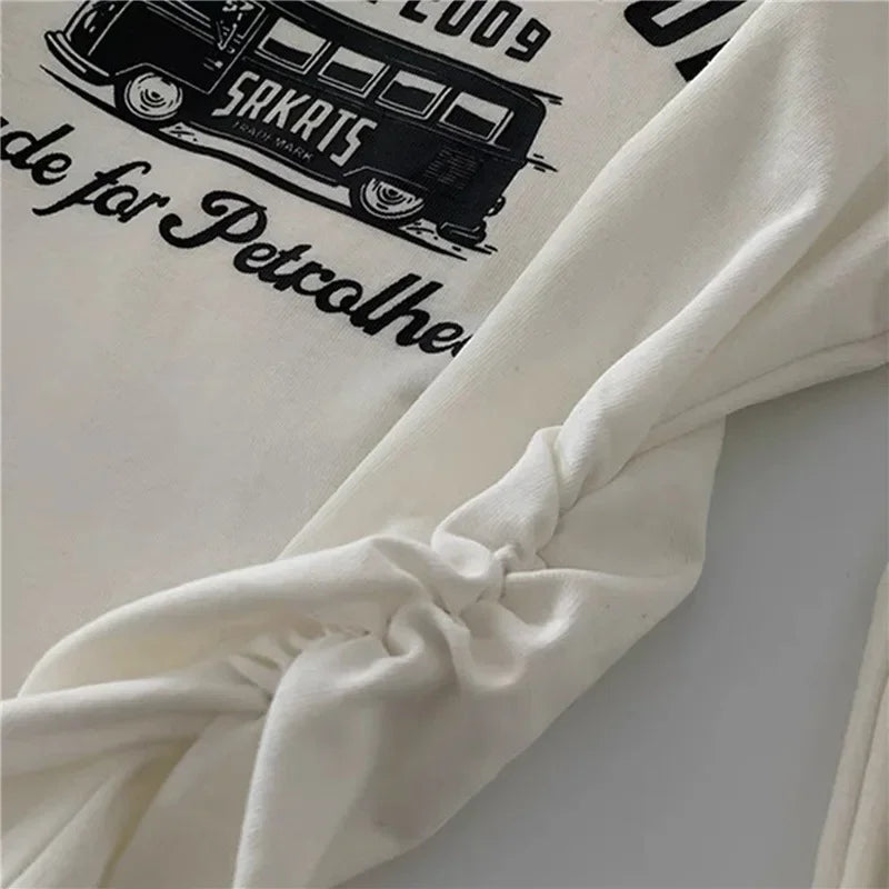 French Style InnerTop Women's Brown Long Sleeve T-Shirt Cropped Slim Fit Coffee Color Base Layer Top Autumn Crew Neck Polyester