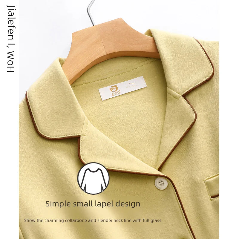 Ladies' 100% Cotton Long Sleeve Pajama Set For Autumn/winter Thin Autumn Collection Women's Homewear