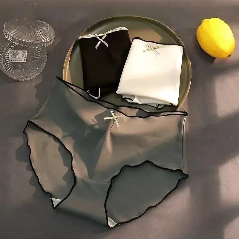 1/3pcs  Women's Antibacterial Ice Silk Seamless Triangle Underwear With Low Waist And European-American Style