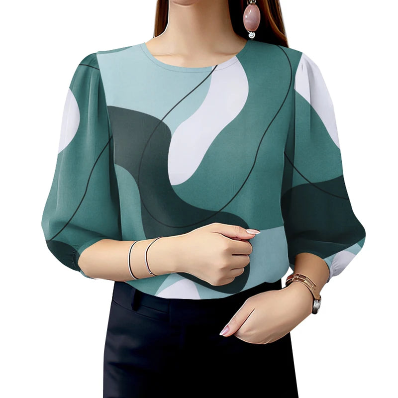 Stylish Summer Printed Blouses 2025 ZANZEA Women Tops Tunic Bohemain Holiday Shirt Casual Spring O Neck 3/4 Sleeve Work Blusas