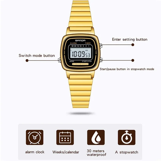 SANDA Women Classic Electronic Watch Fashion Female Elegant Clock Luxury Watch Casual Ladies Waterproof Wristwatch reloj mujer