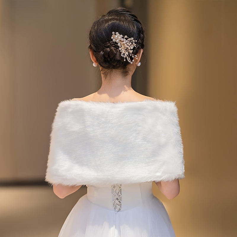 Elegant Faux Fur Shawl For Brides & Bridesmaids - Warm, Non-Stretch, Perfect For Weddings & Evening Dates Dresses For Women Elegant Dresses For Women