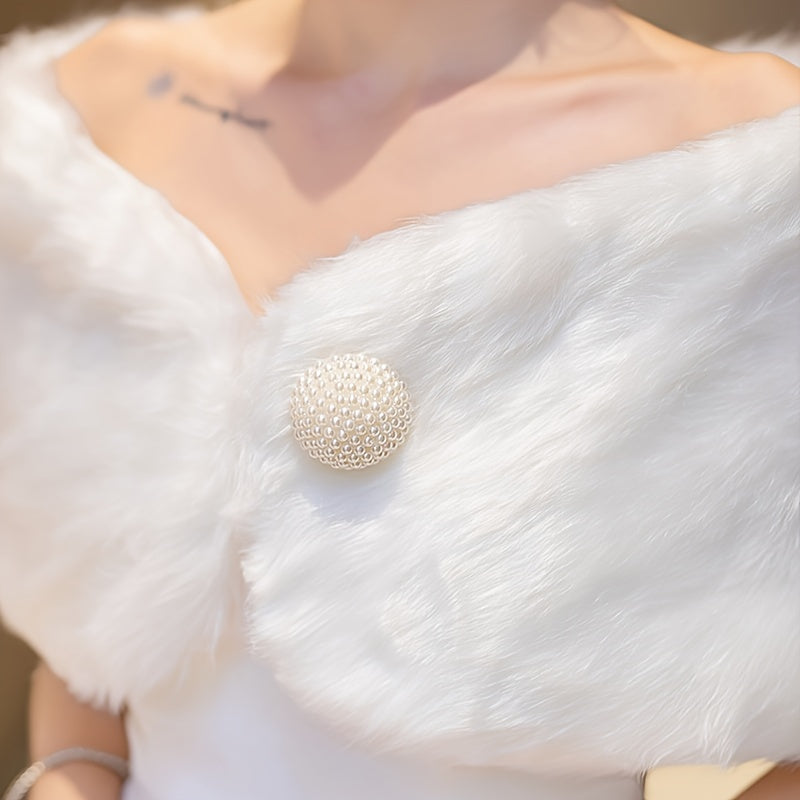 Elegant Faux Fur Shawl For Brides & Bridesmaids - Warm, Non-Stretch, Perfect For Weddings & Evening Dates Dresses For Women Elegant Dresses For Women